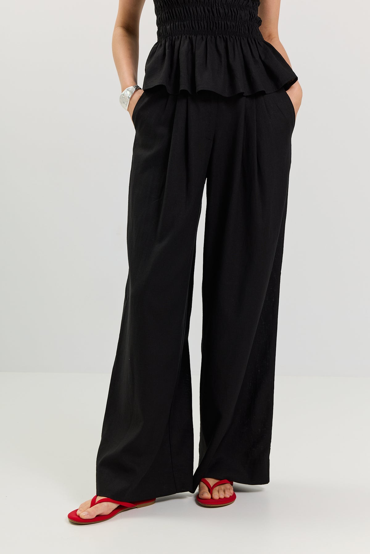 Spodnie Palazzo linen black