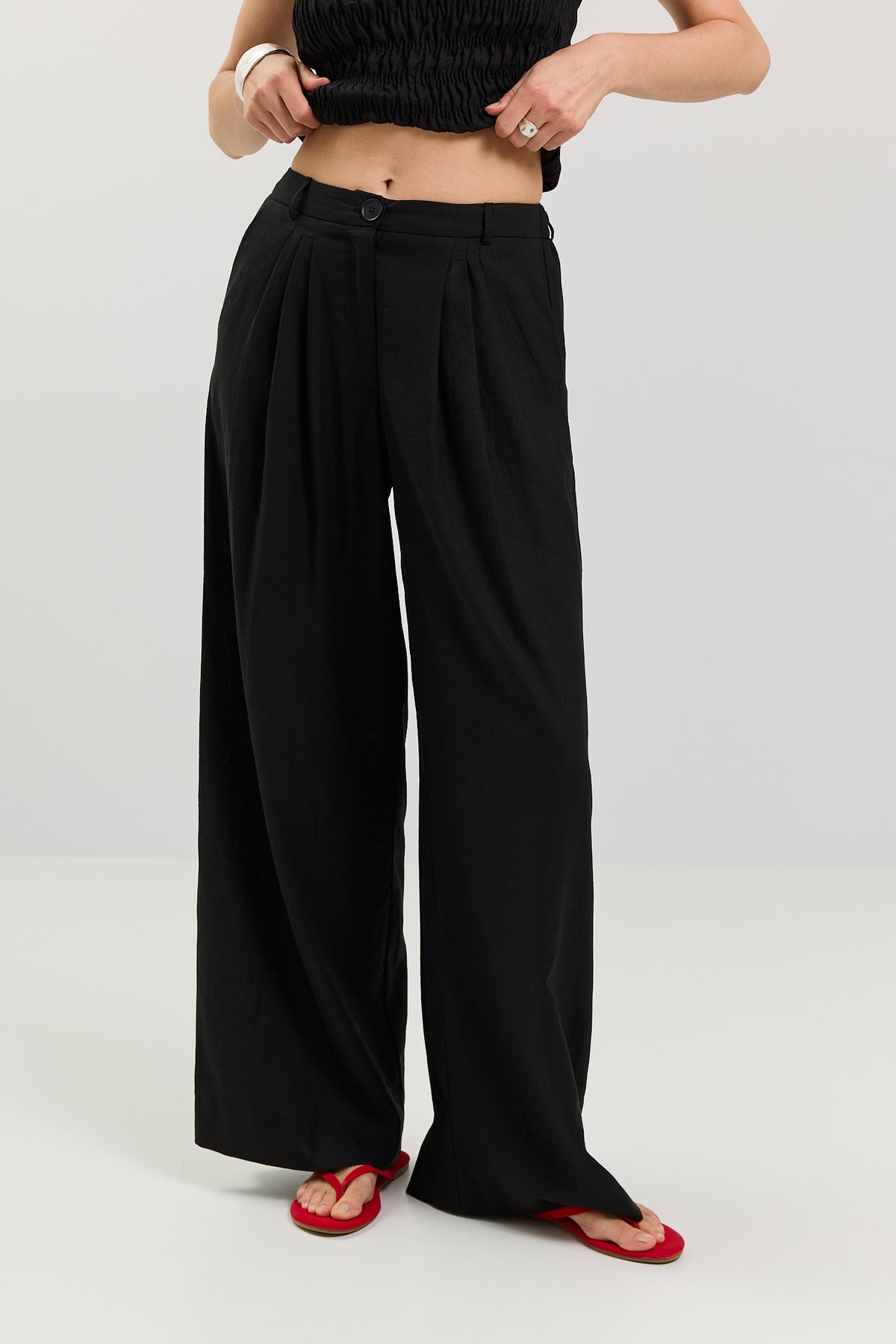 Spodnie Palazzo linen black