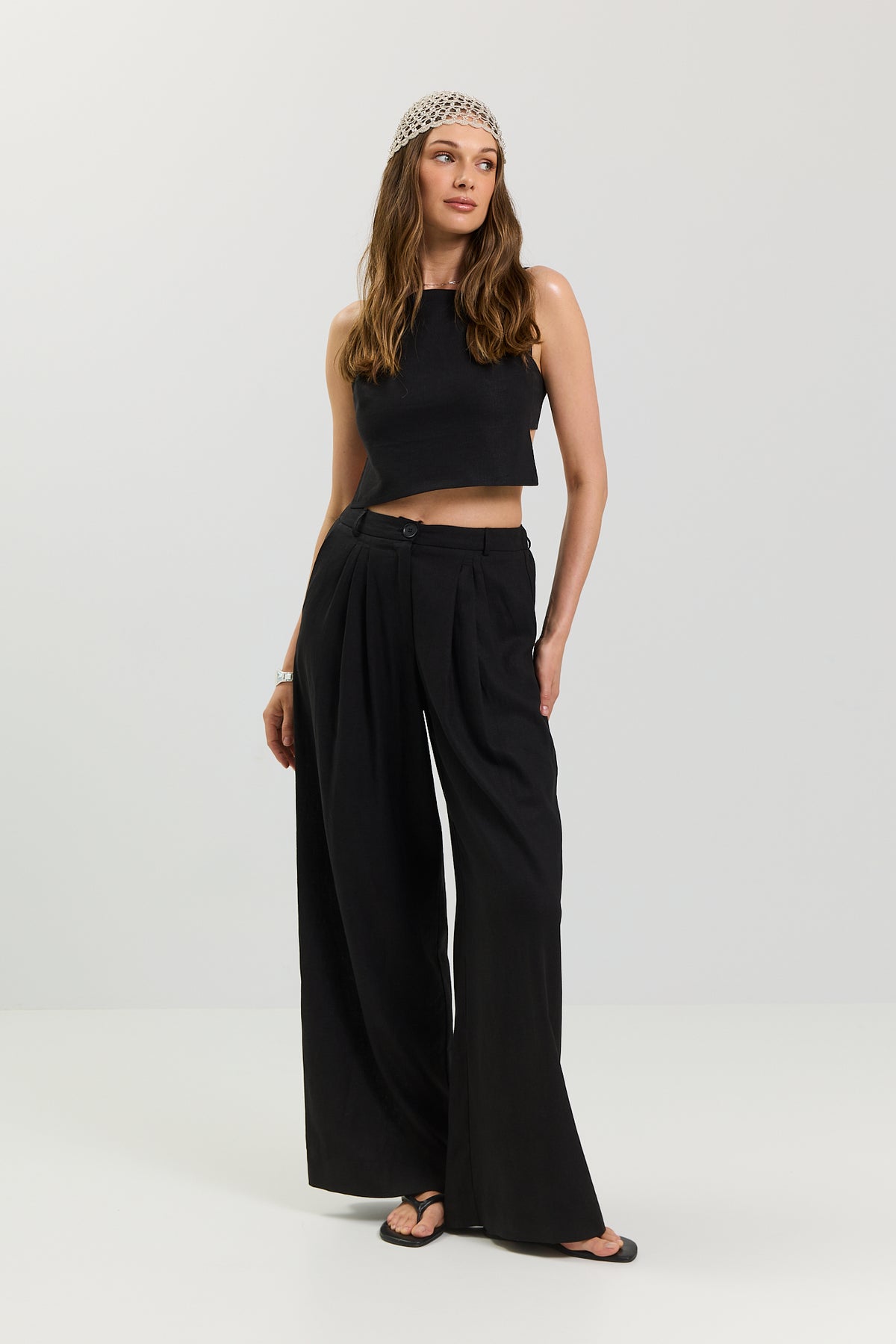 Spodnie Palazzo linen black
