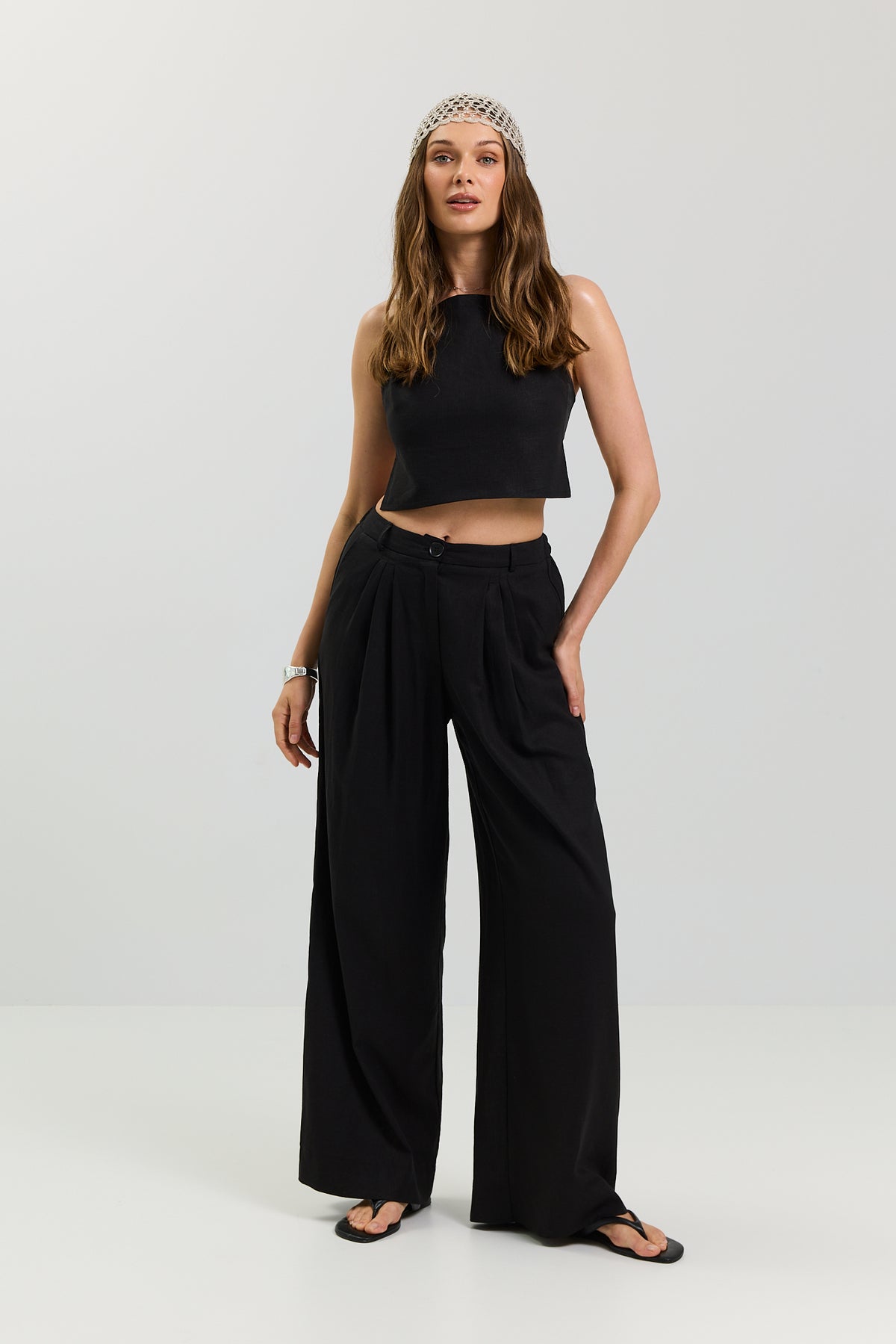 Spodnie Palazzo linen black