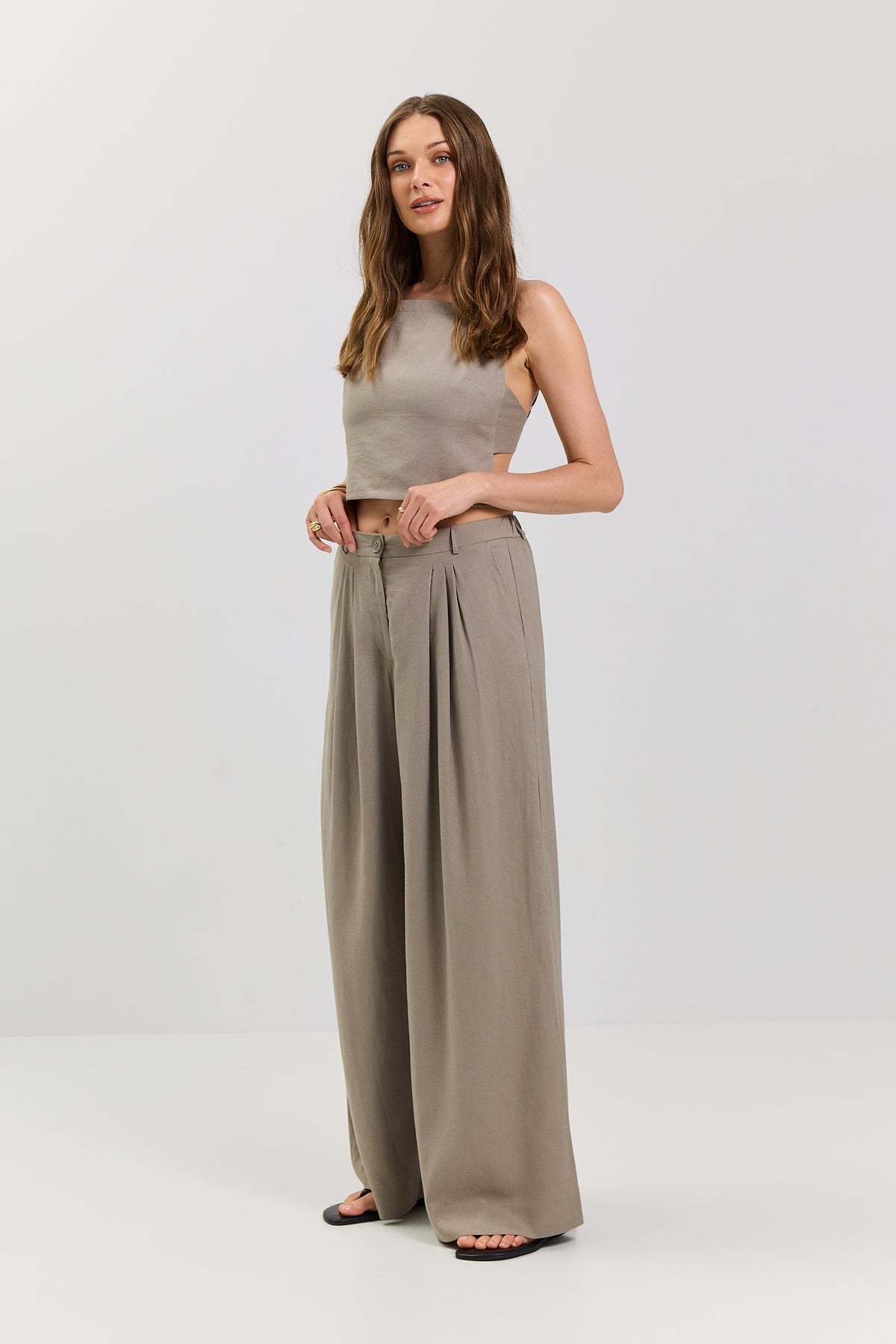 Spodnie Palazzo linen beige