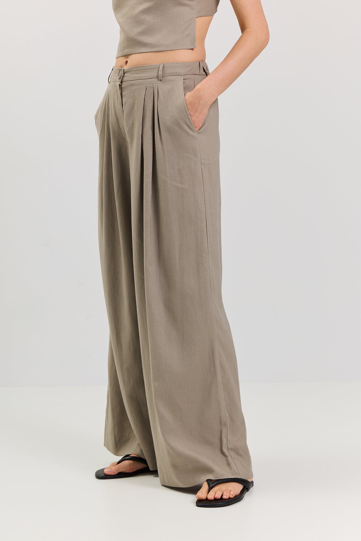 Spodnie Palazzo linen beige