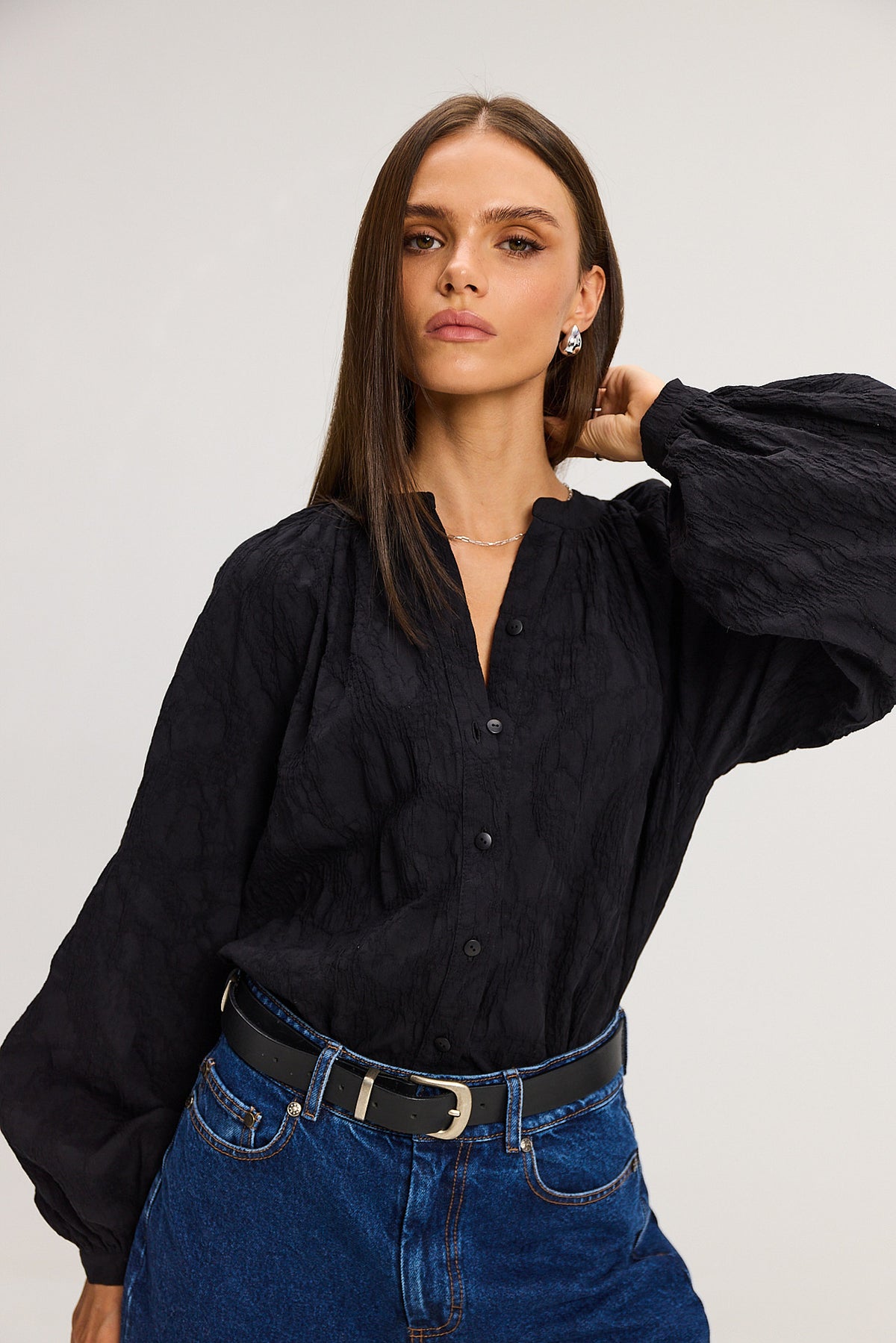 Koszula Louie jacquard black