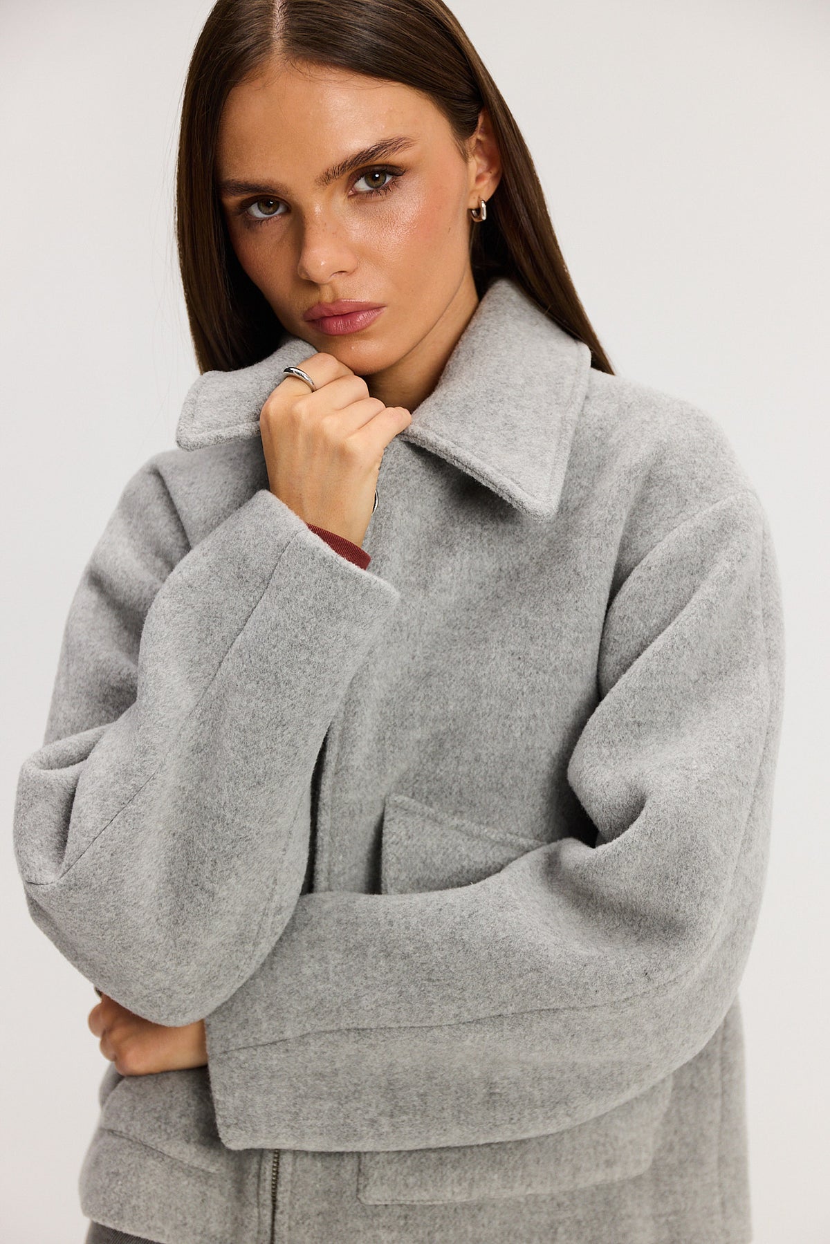 Kurtka Ethan wool light grey