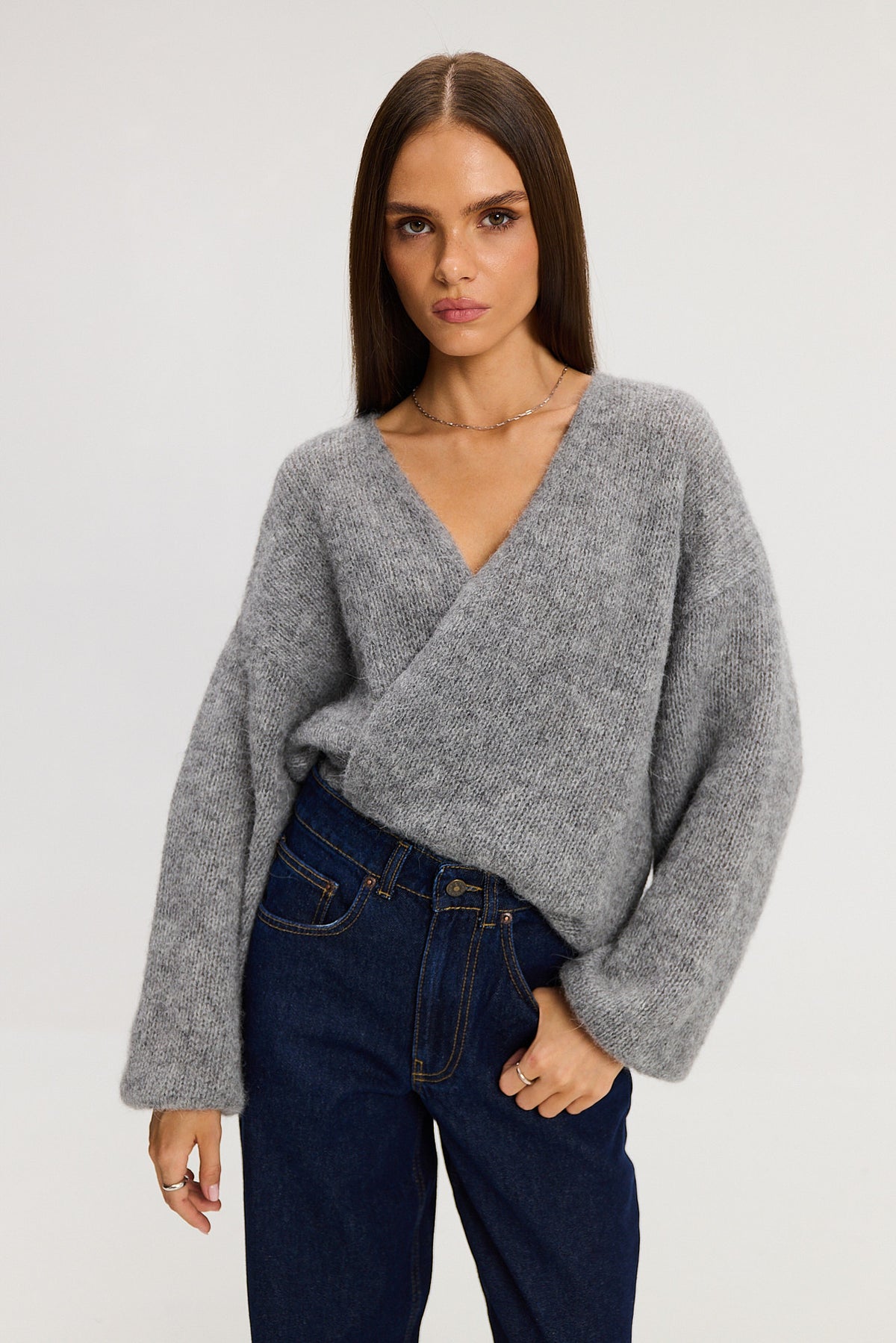 Sweter kardigan Ingrid light grey
