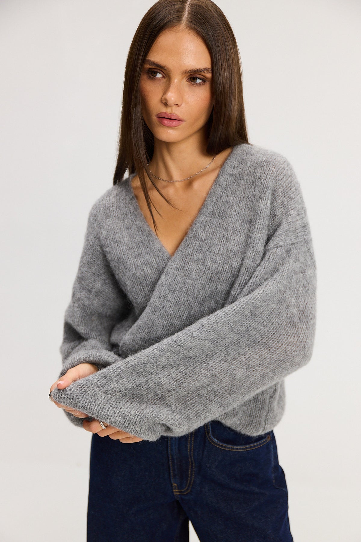 Sweter kardigan Ingrid light grey
