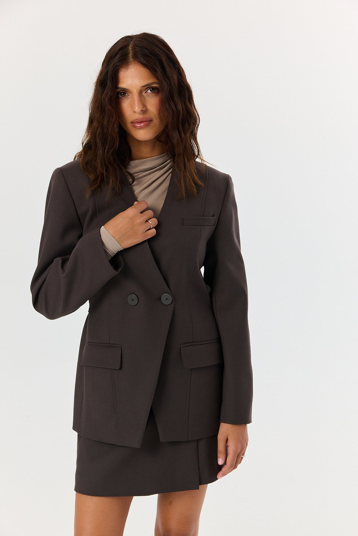 Marynarka Ally wool dark chocolate