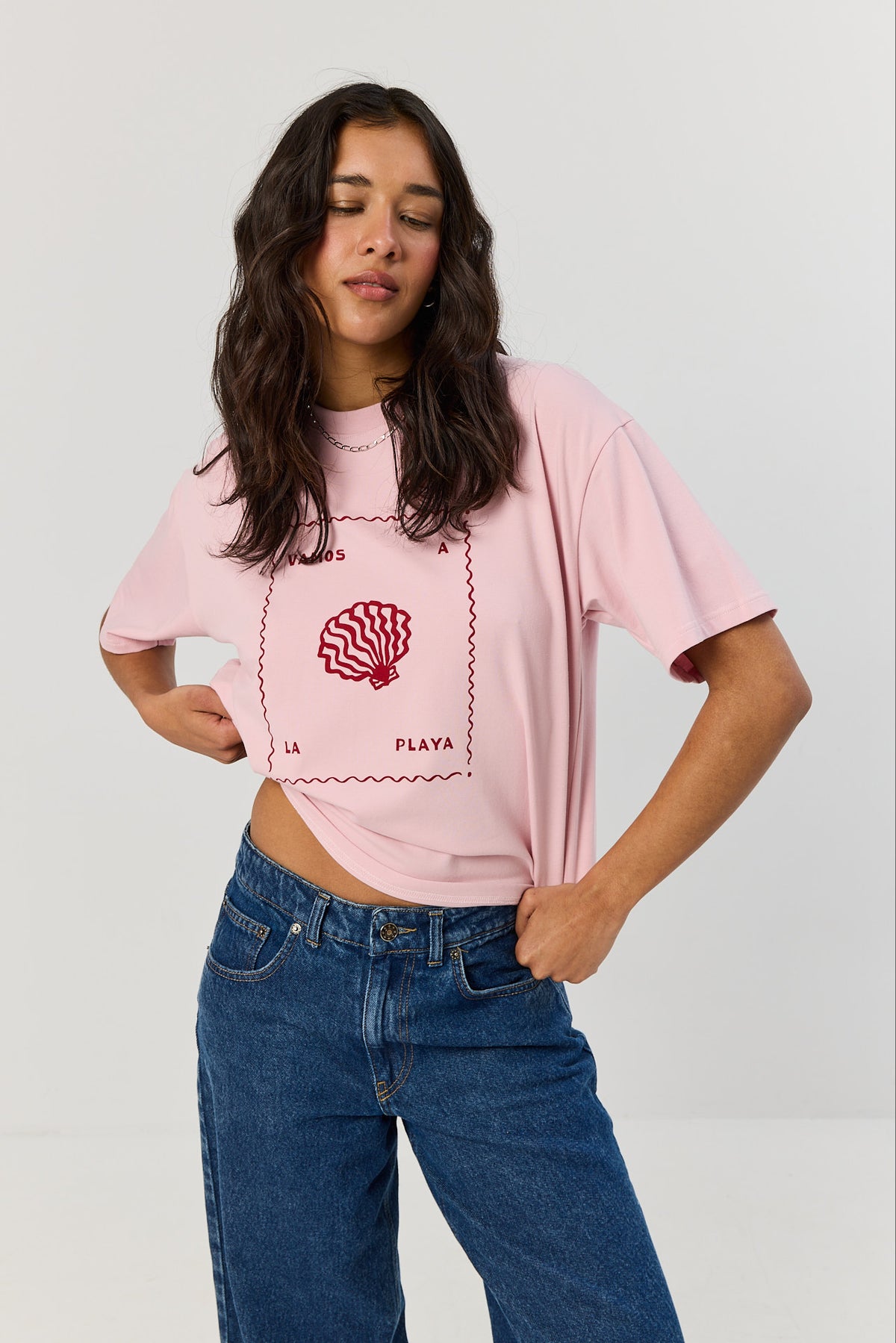 T-shirt Vamos a la playa smoky pink