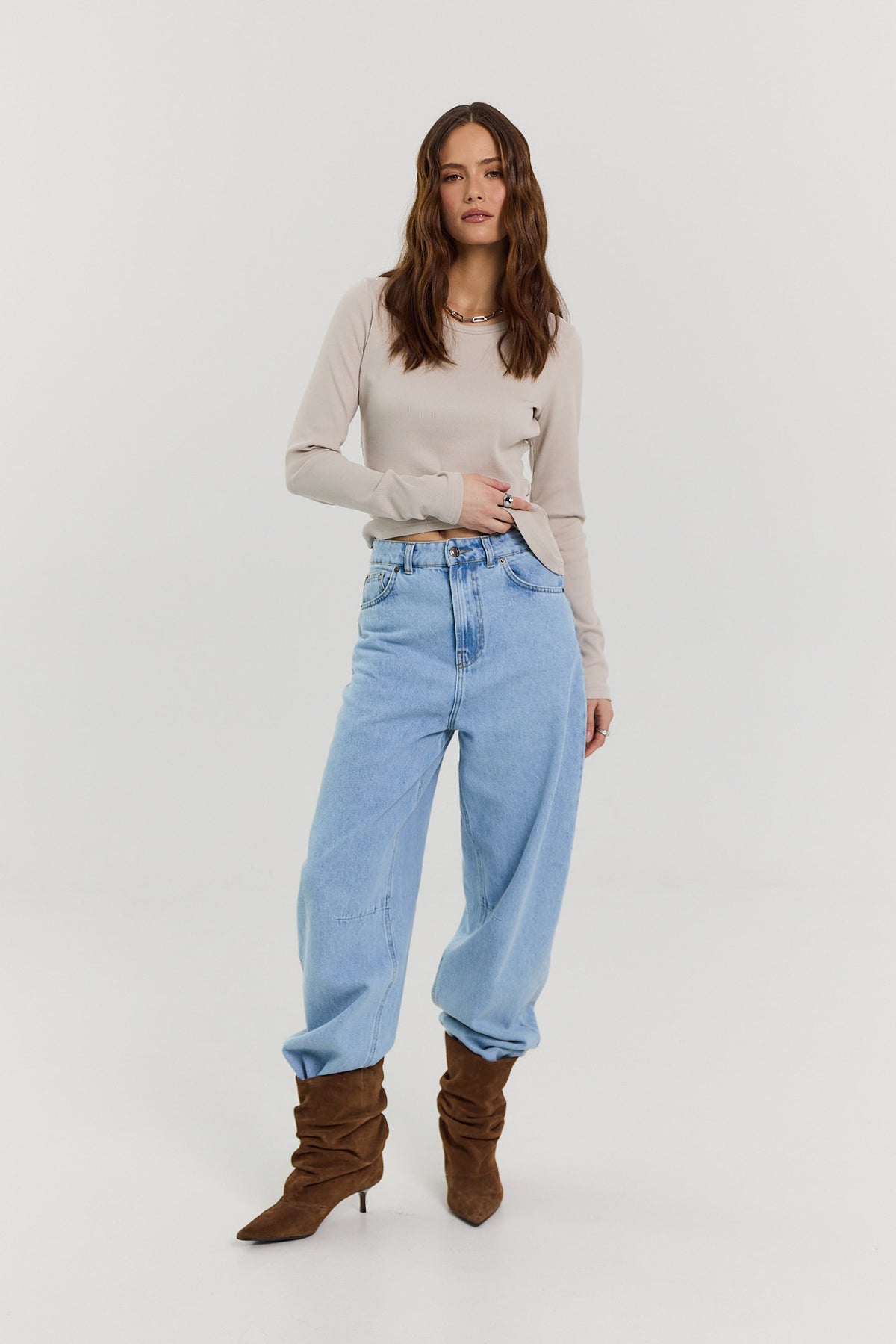 Jeansy Barrel light blue