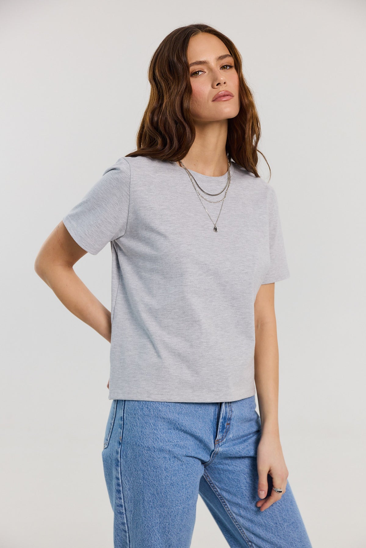 T-shirt Tony light grey melange