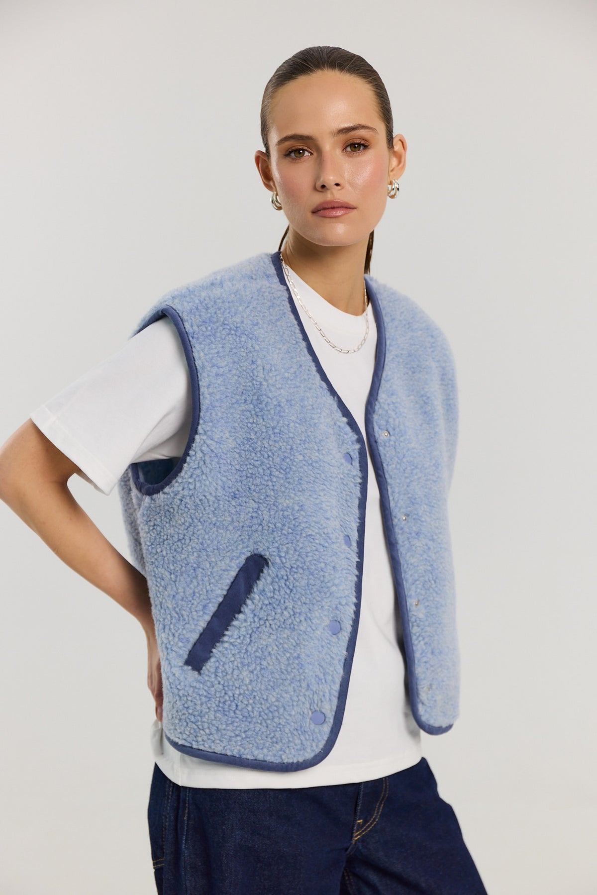 Kamizelka Eliot merino powder blue