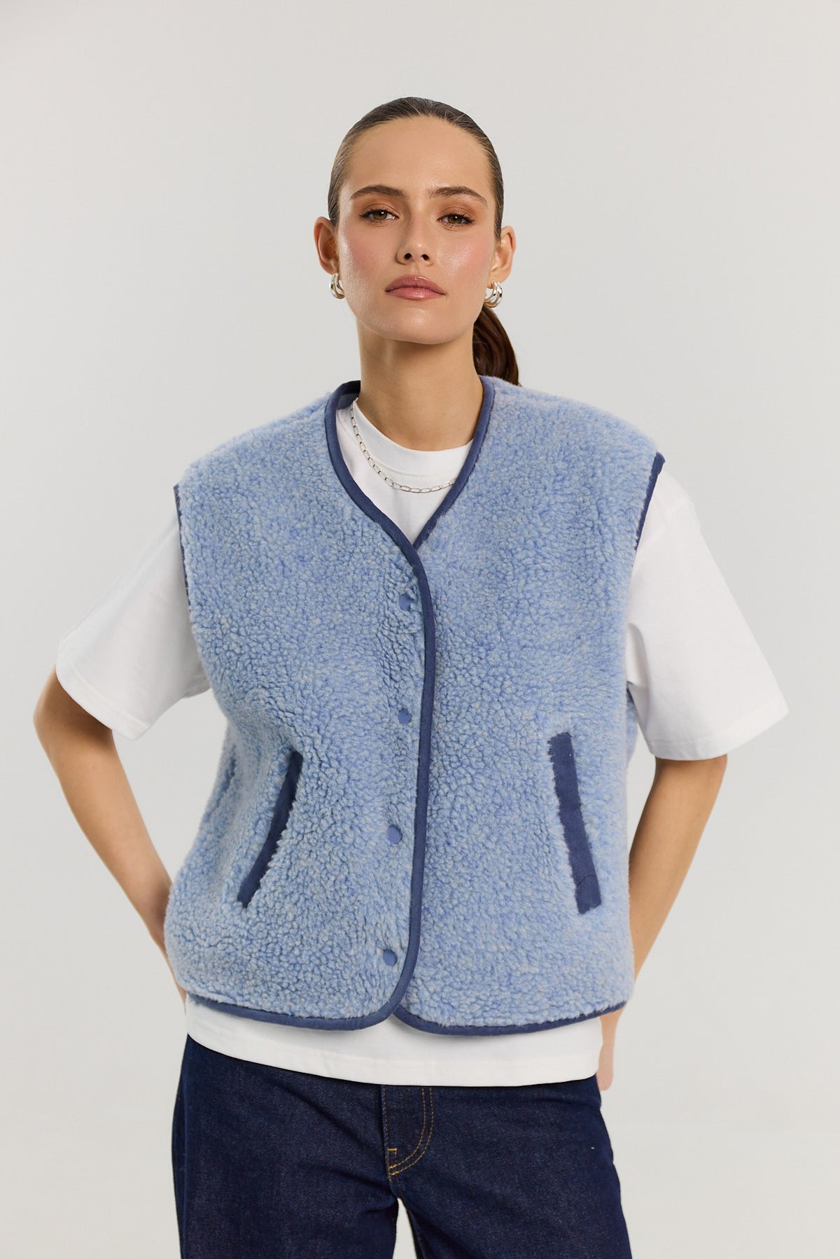 Kamizelka Eliot merino powder blue