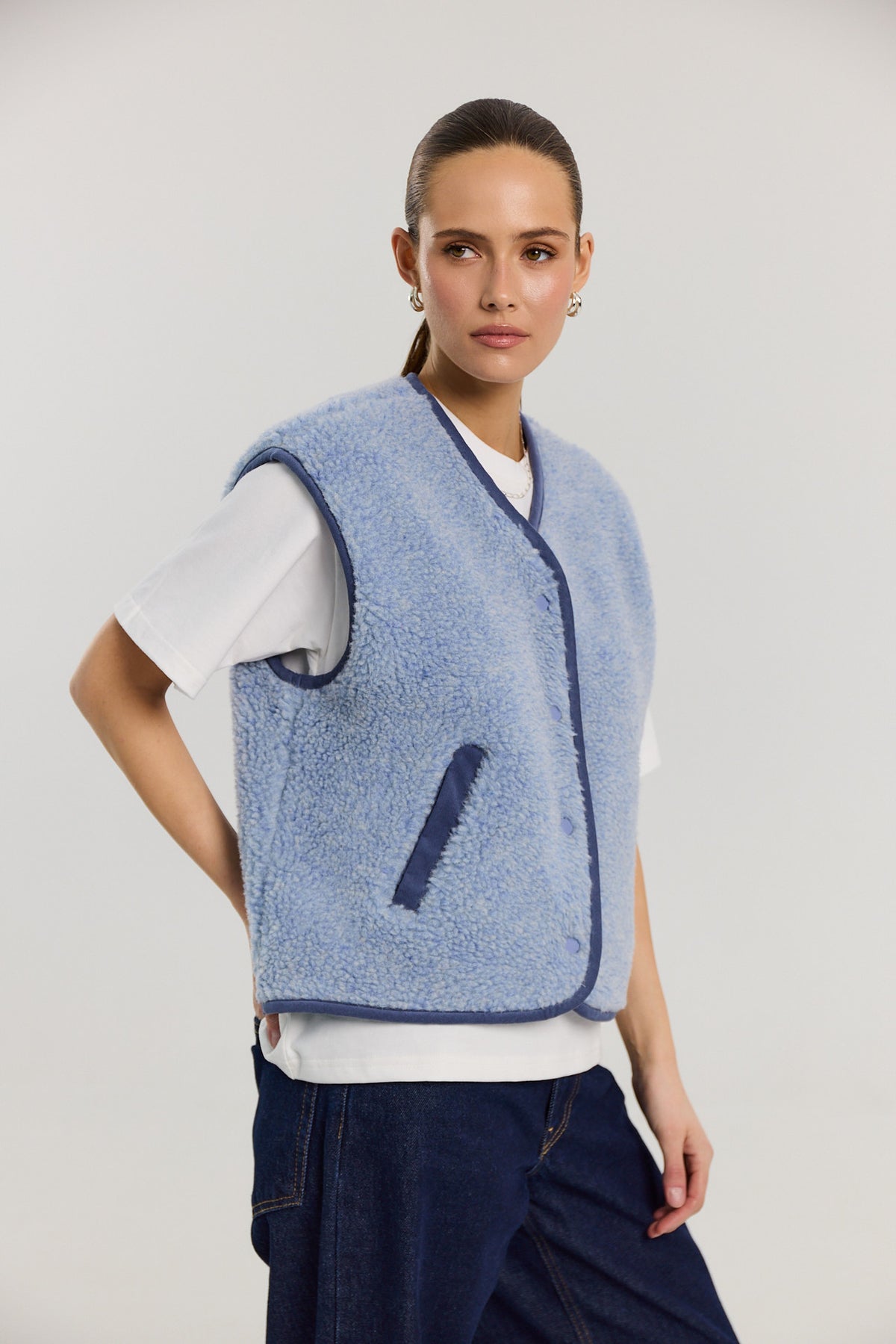 Kamizelka Eliot merino powder blue