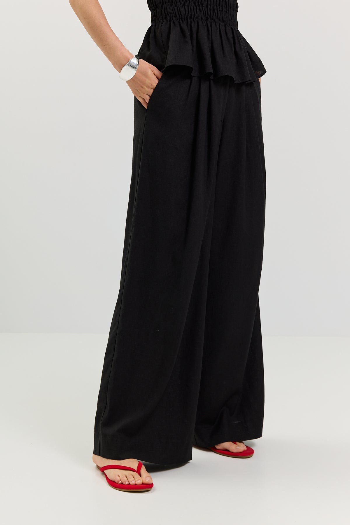 Spodnie Palazzo linen black