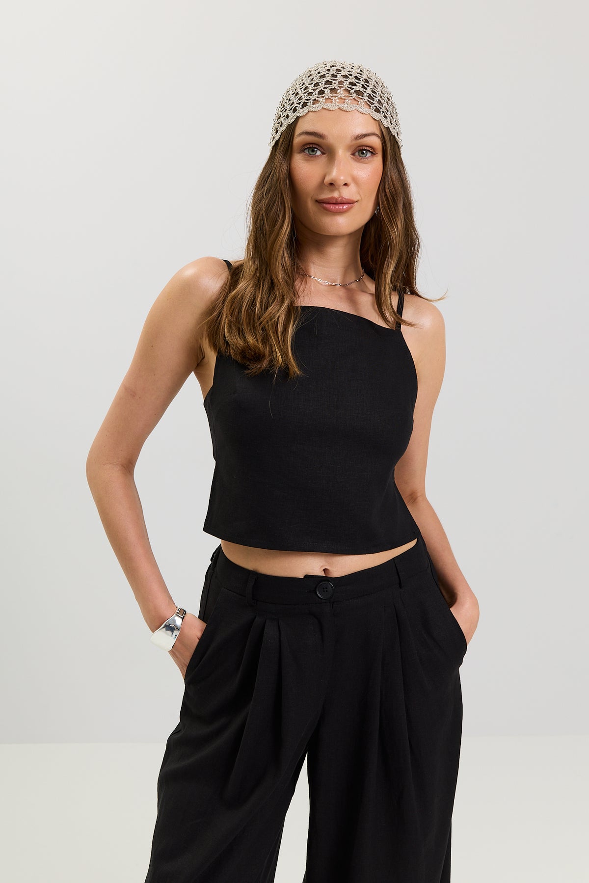 Spodnie Palazzo linen black