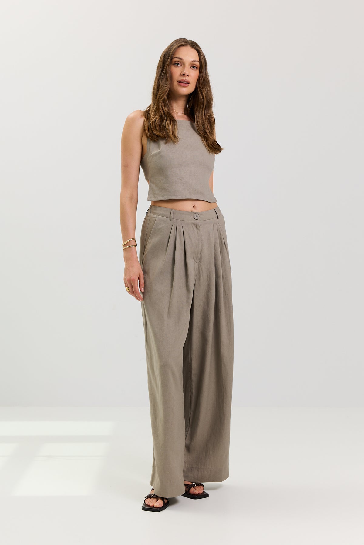 Spodnie Palazzo linen beige