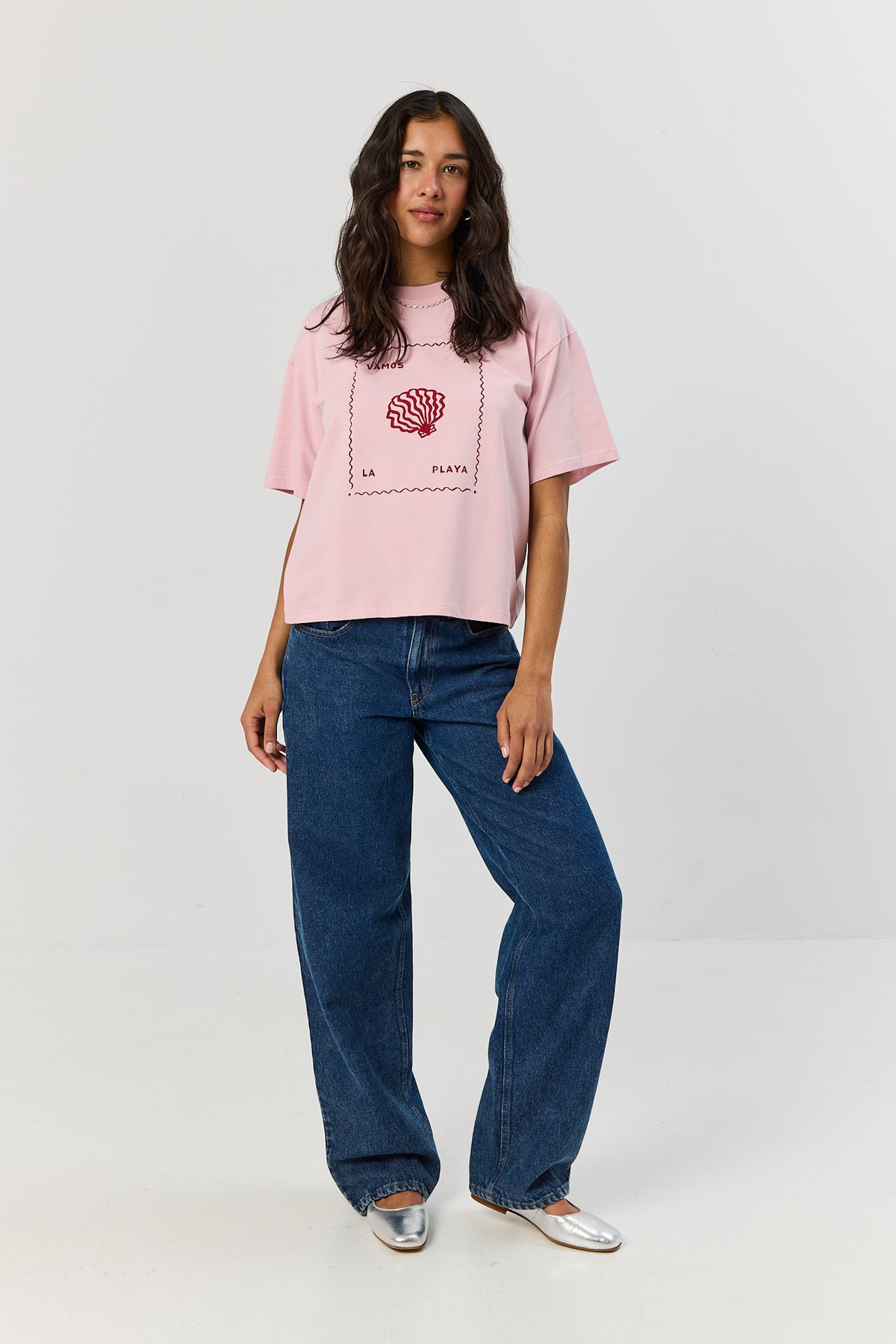 T-shirt Vamos a la playa smoky pink