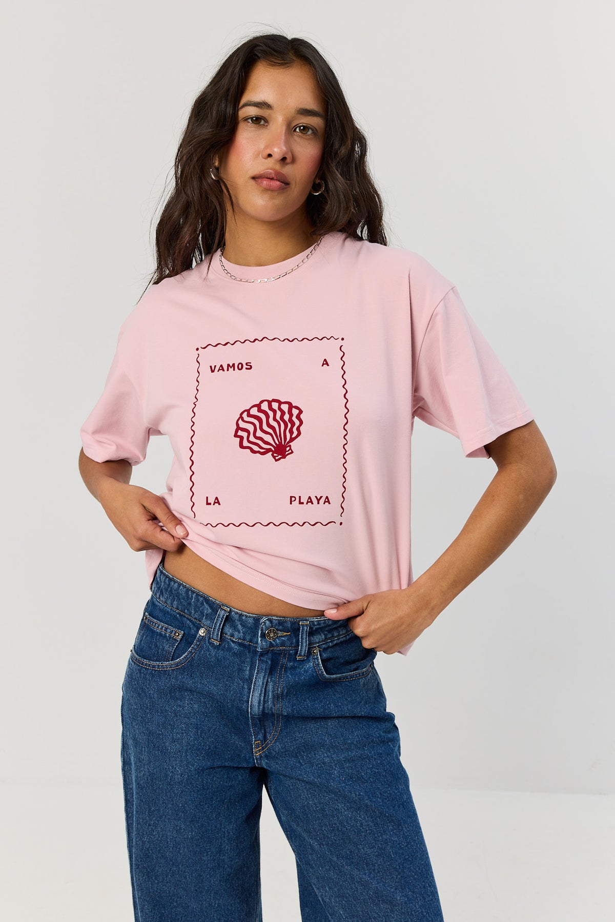 T-shirt Vamos a la playa smoky pink