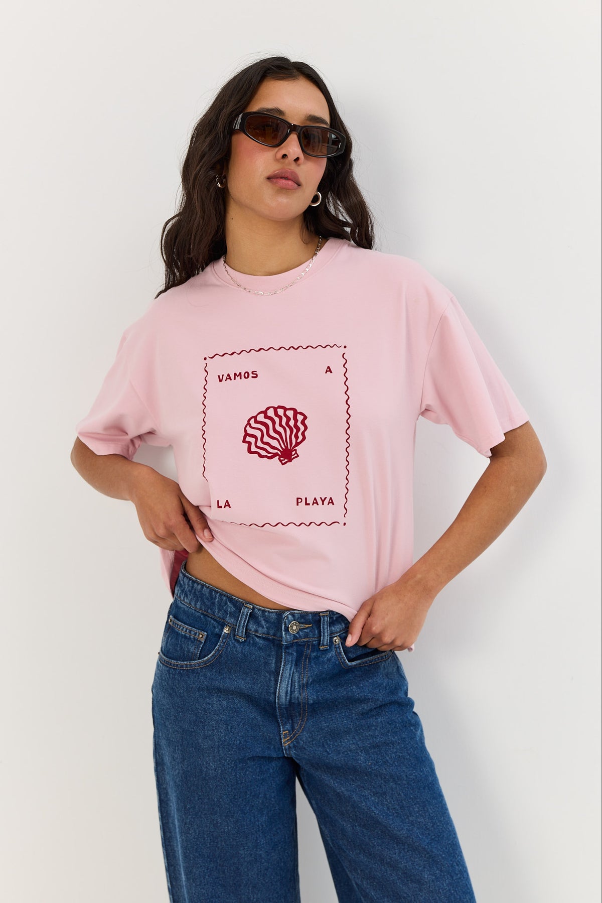 T-shirt Vamos a la playa smoky pink