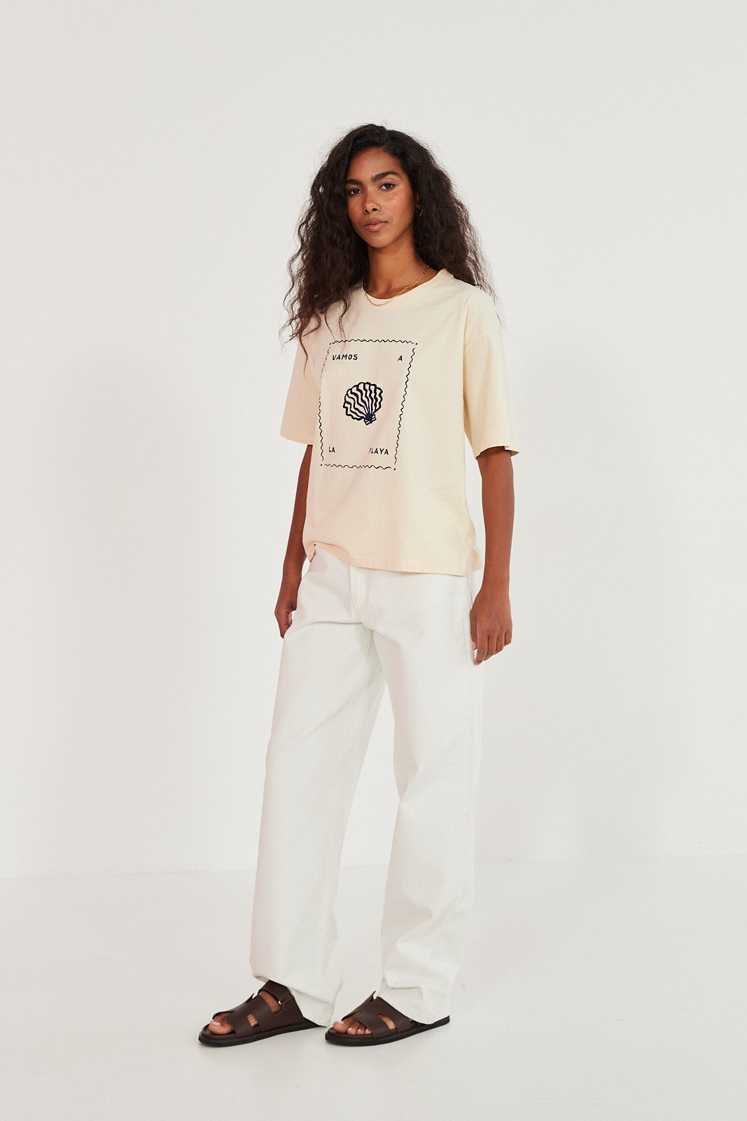 T-shirt Vamos a la playa butter