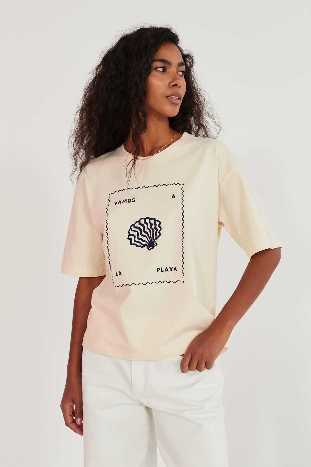 T-shirt Vamos a la playa butter