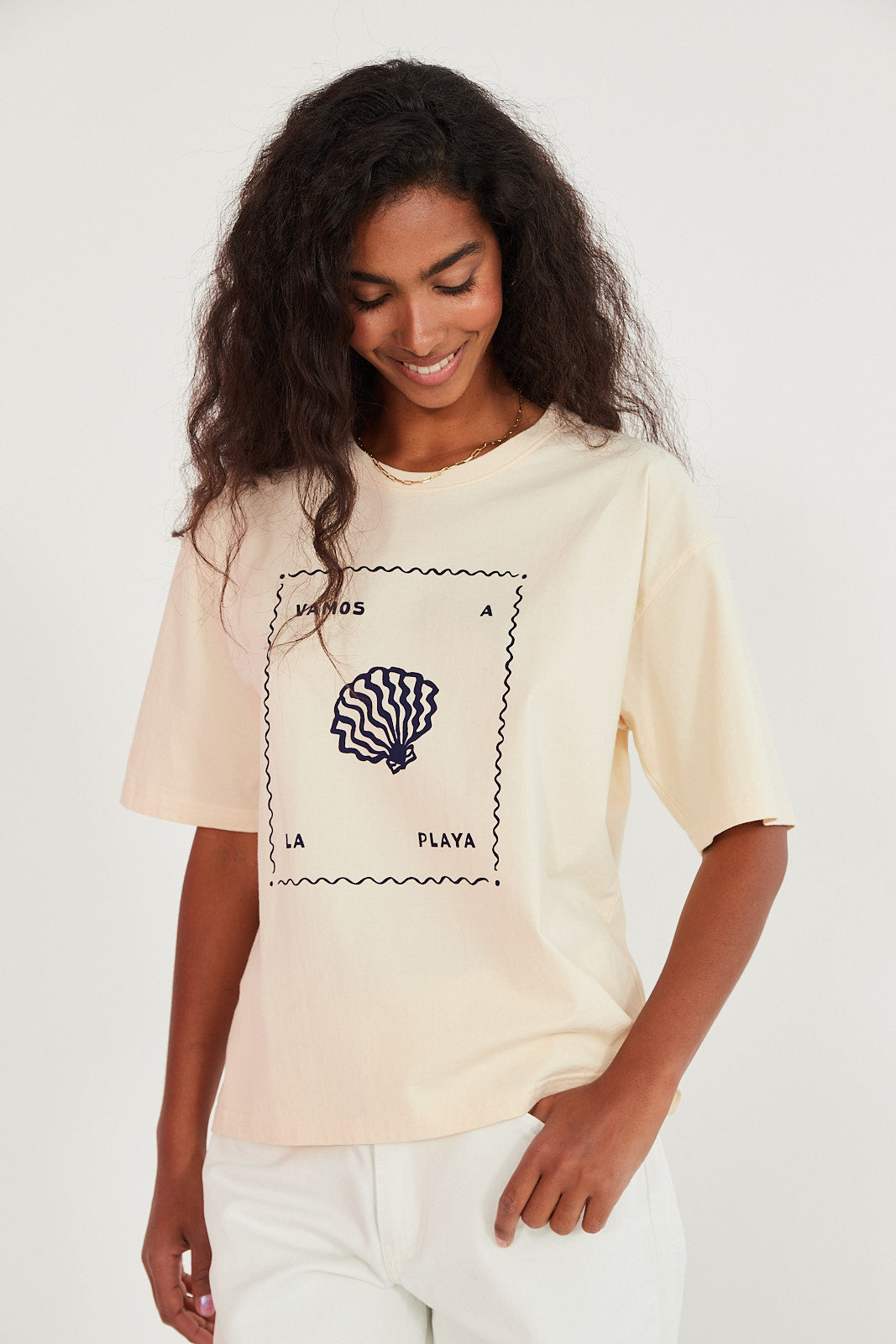 T-shirt Vamos a la playa butter