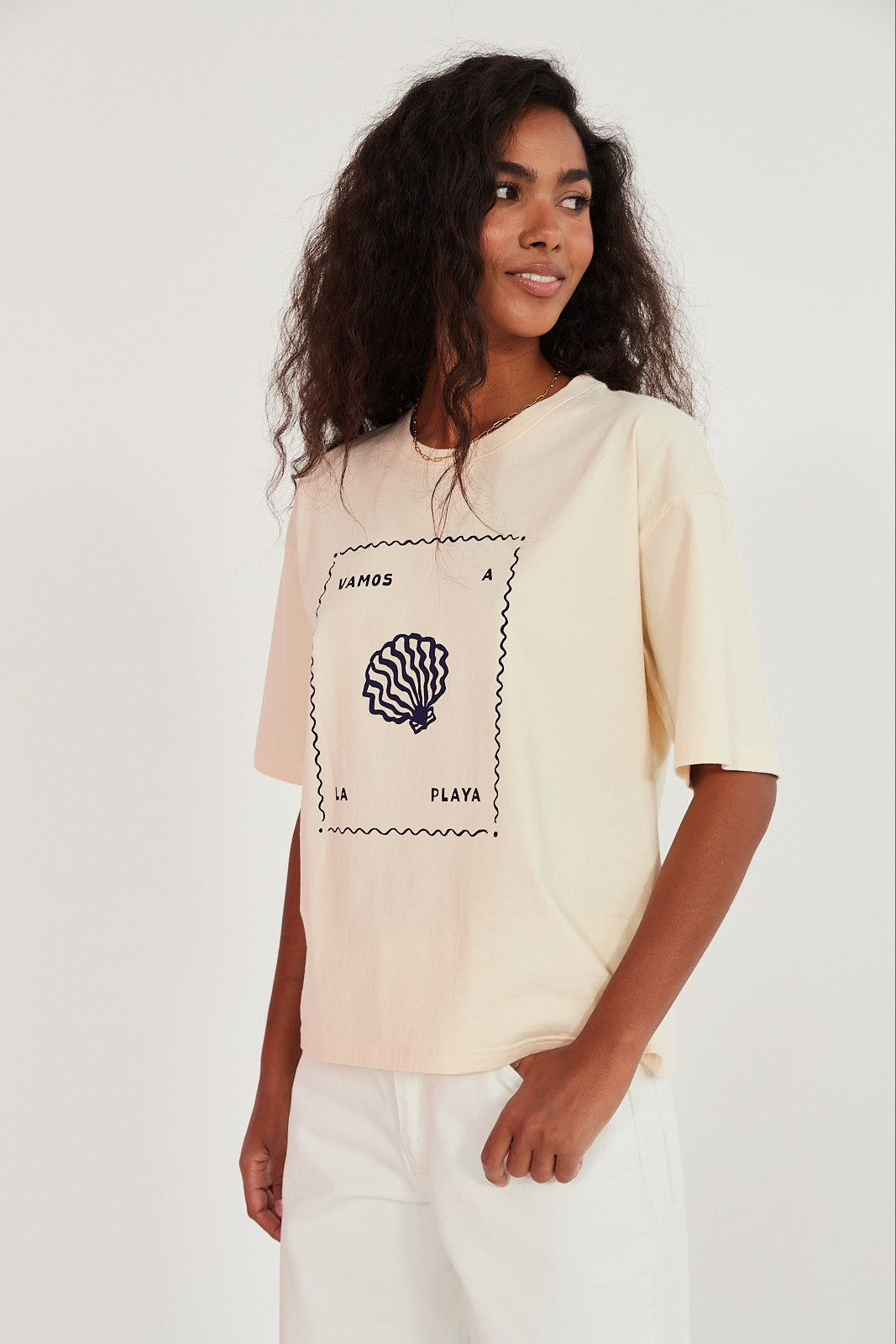 T-shirt Vamos a la playa butter