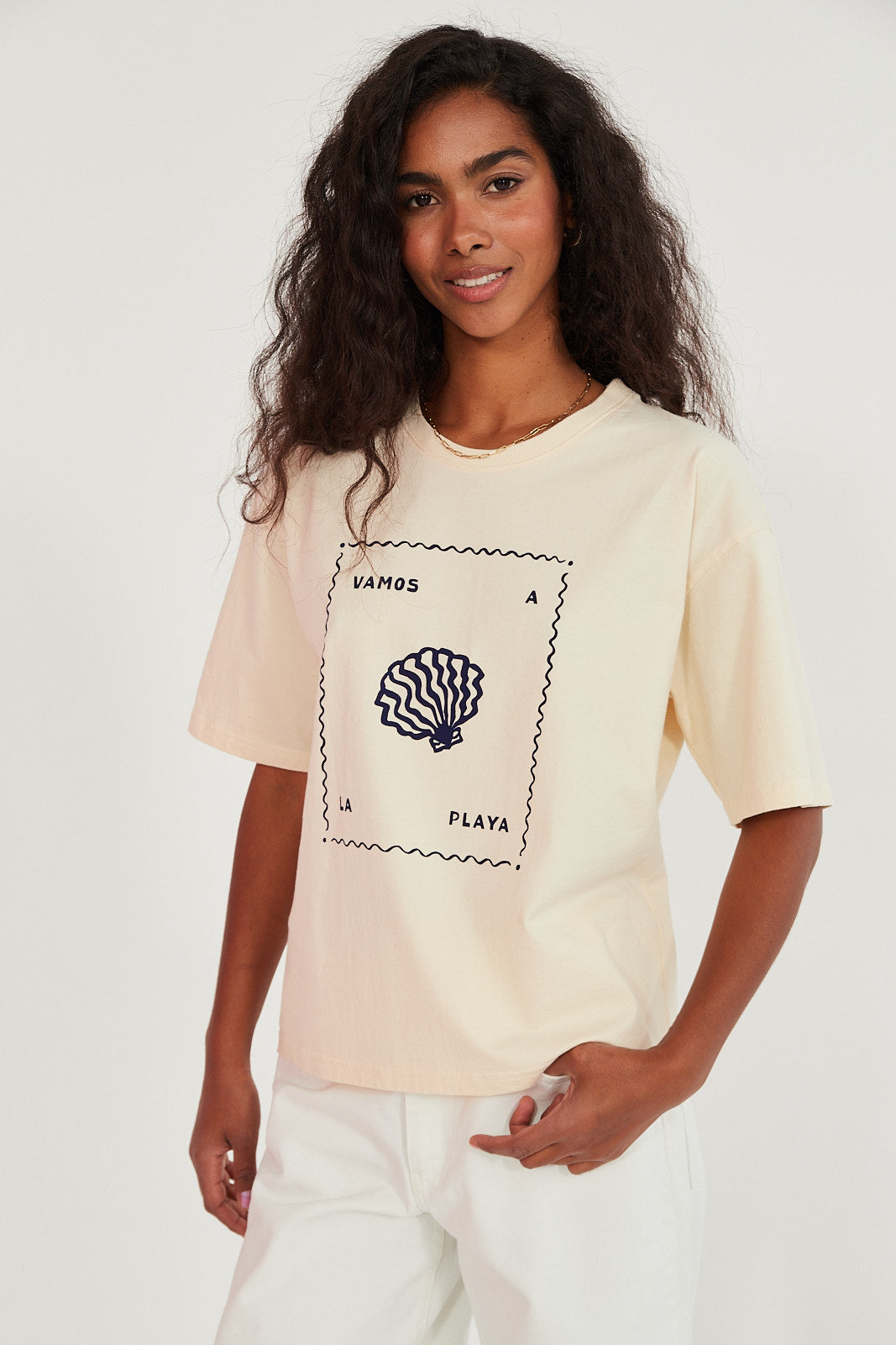 T-shirt Vamos a la playa butter