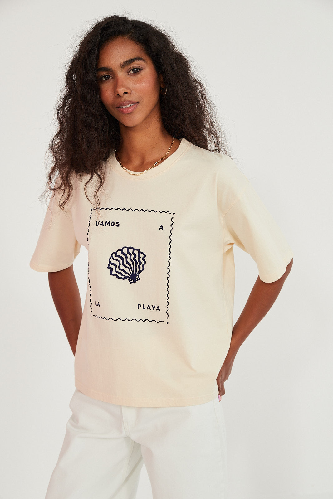 T-shirt Vamos a la playa butter