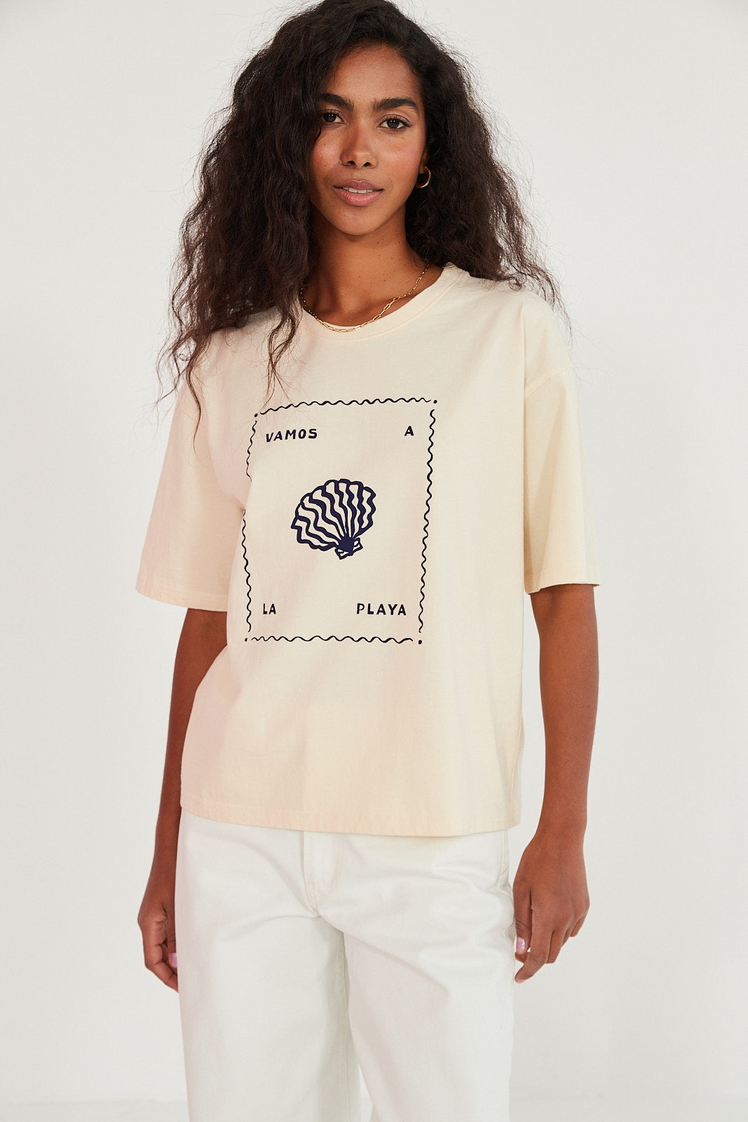 T-shirt Vamos a la playa butter