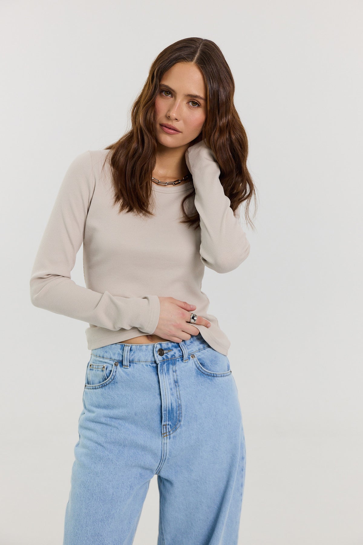 Longsleeve Bamboo taupe