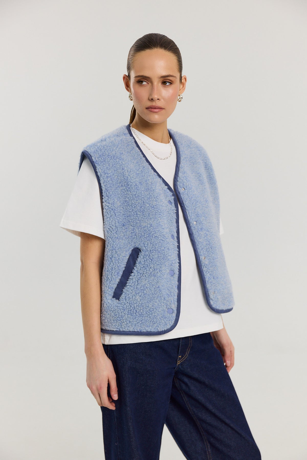 Kamizelka Eliot merino powder blue