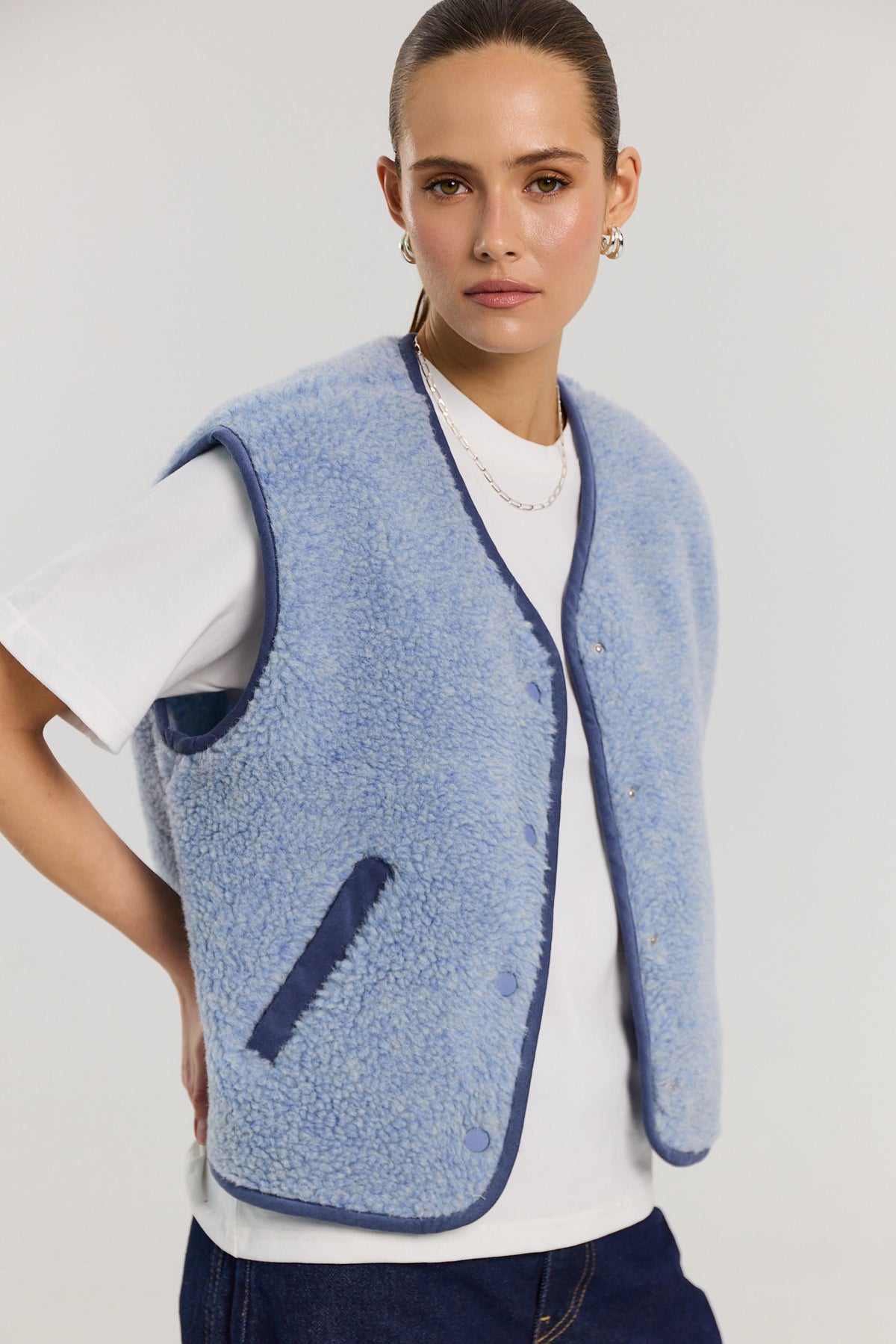 Kamizelka Eliot merino powder blue