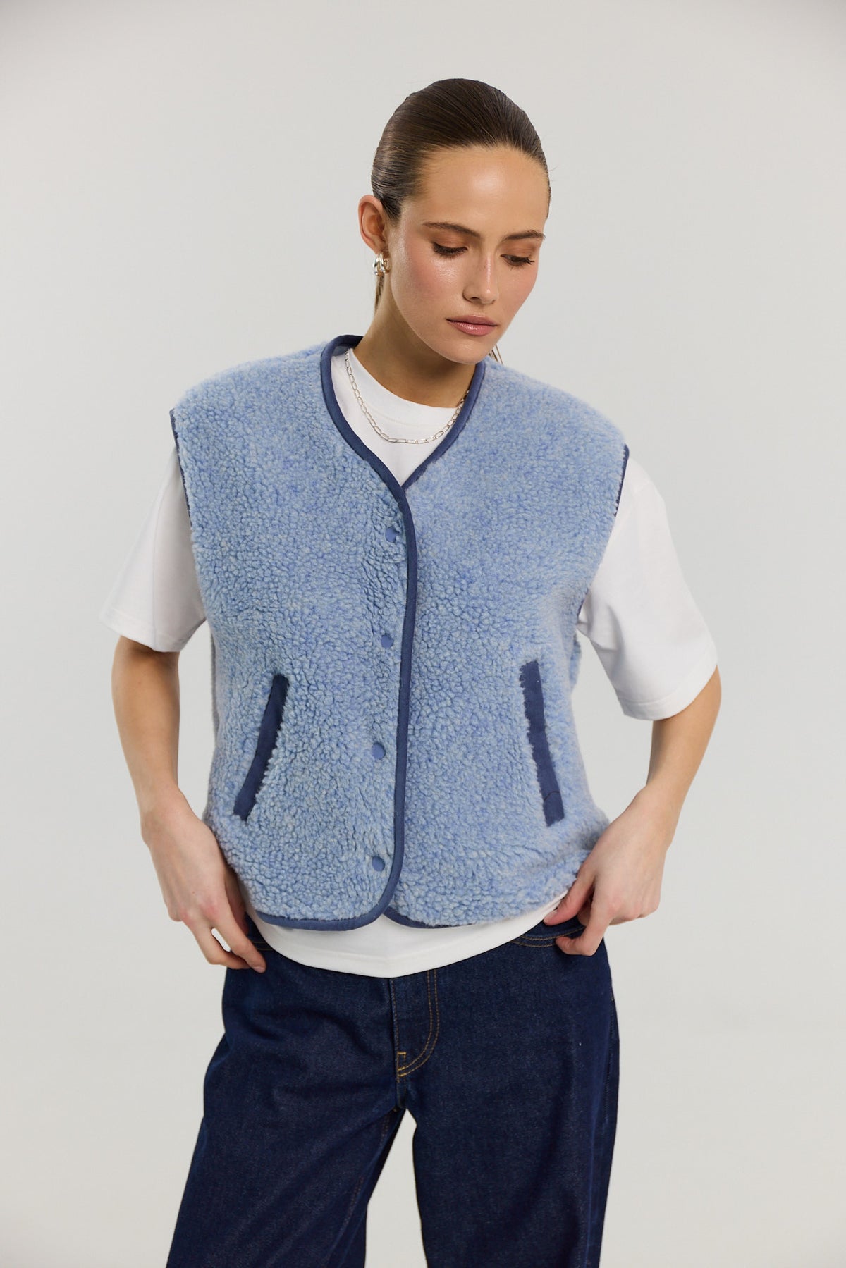 Kamizelka Eliot merino powder blue