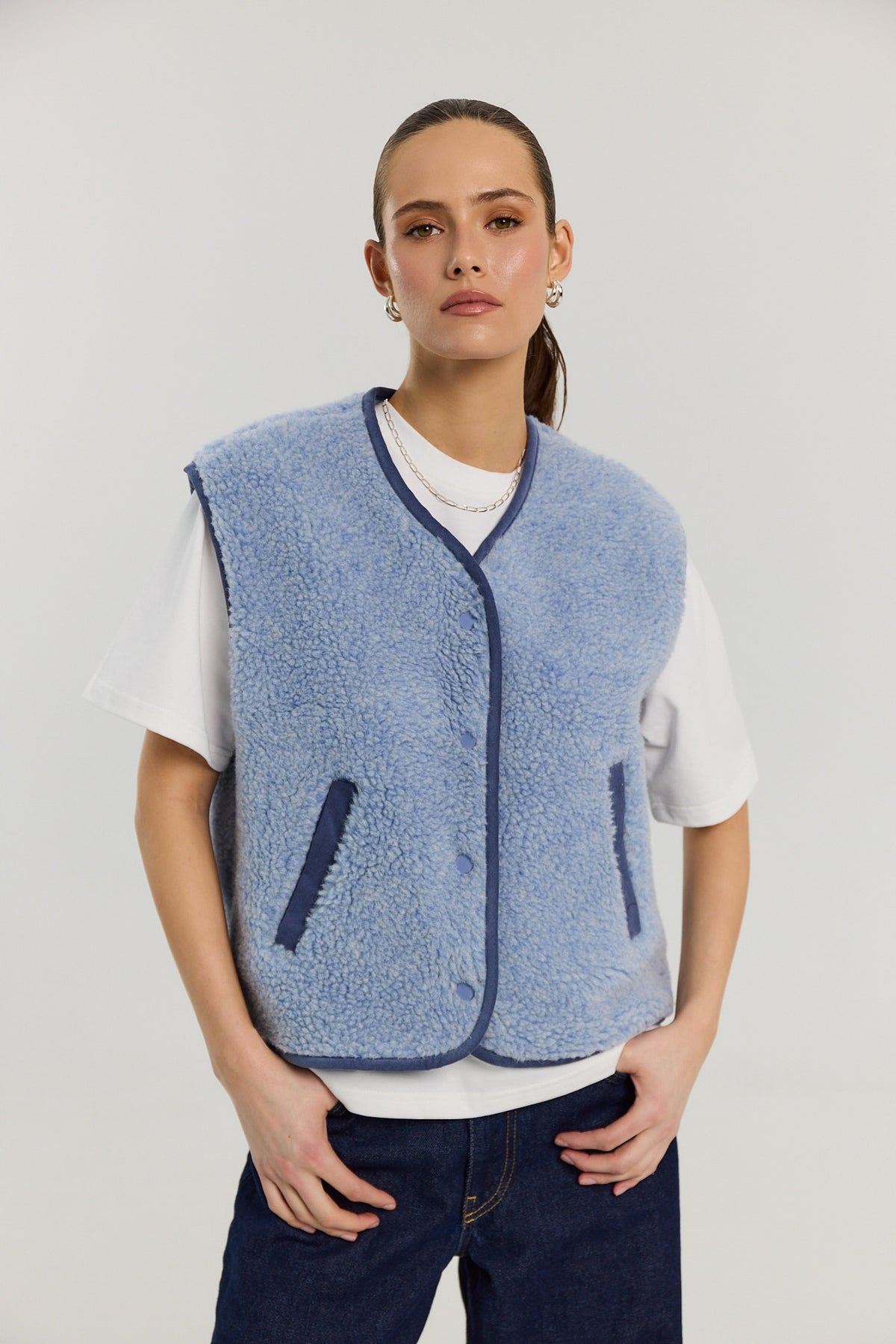 Kamizelka Eliot merino powder blue